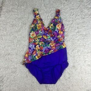 Catalina Vintage One Piece Swimsuit Hawaiian Women Colorful Floral Plus Size 20